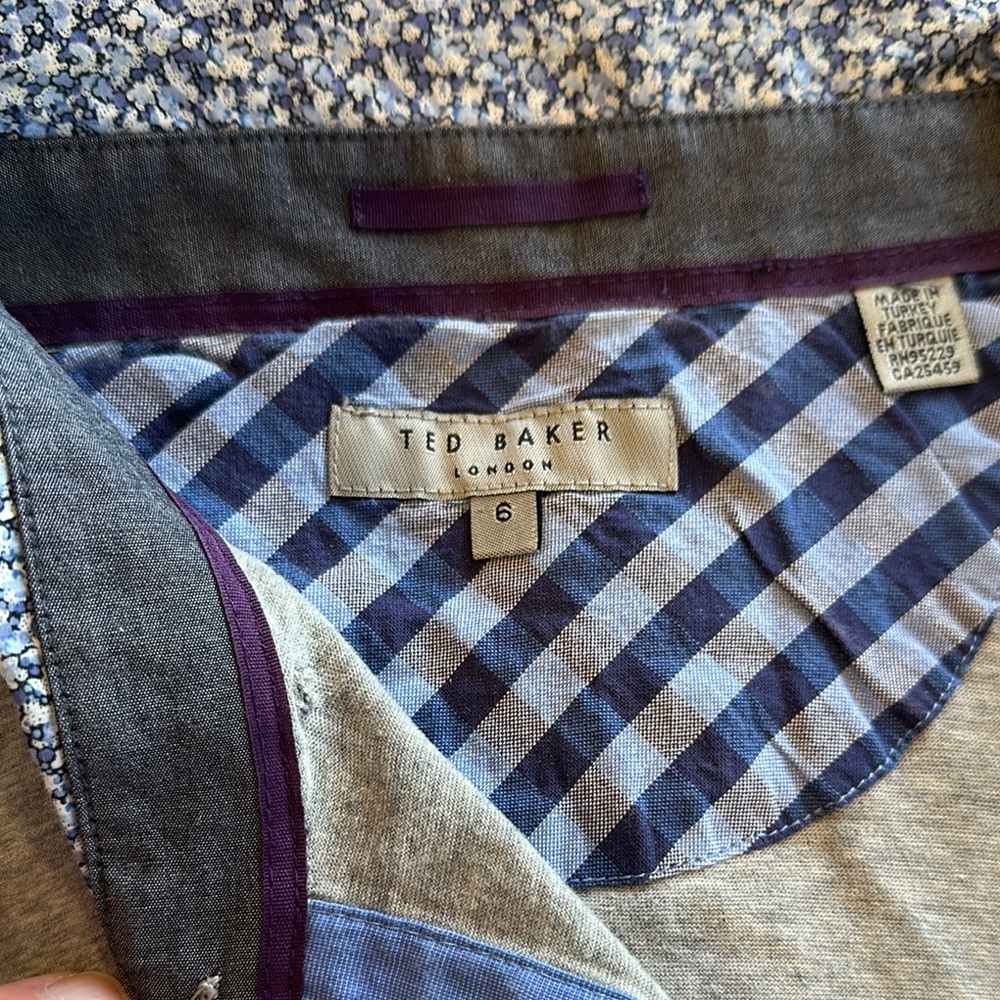Ted Baker Navy and Light Blue Plaid Shirt- size 6